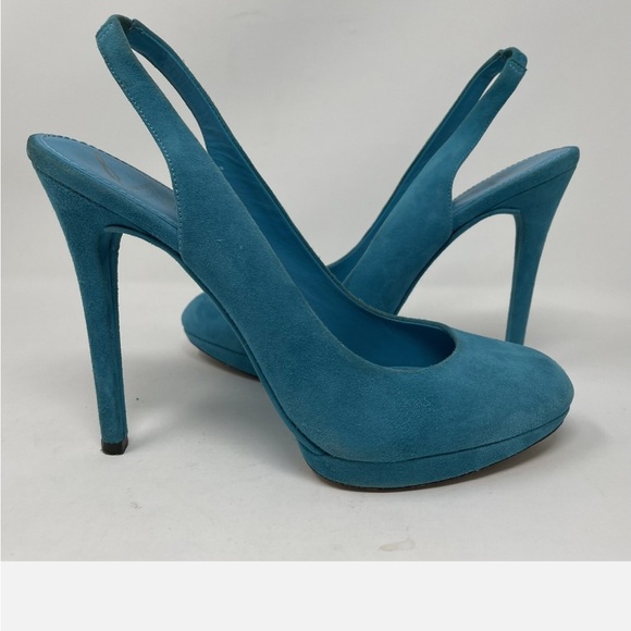 Brian Atwood Shoes - Elegant Blue Suede Slingback Heels